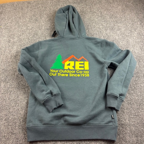 REI COOP Men’s Grey/Blue Hoodie Graphic Sweatshirt size: XSmall - Picture 2 of 7
